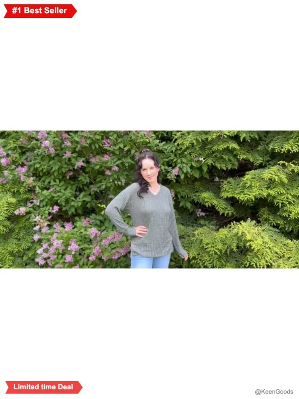 Women's V-Neck Long Sleeve Sweater Pullover Loose Casual